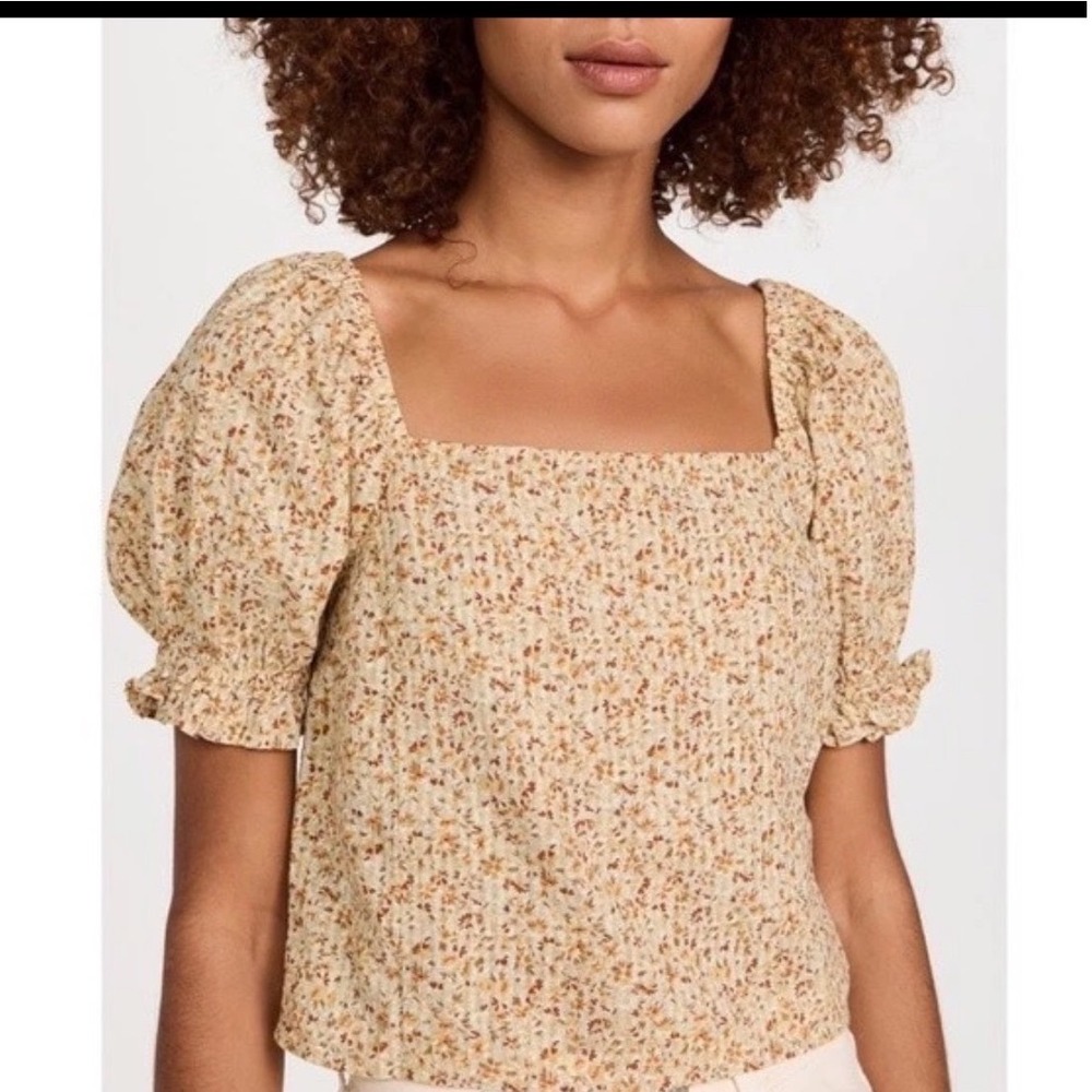Madewell Hopewell Puff-Sleeve Crop Top in Cottage Gaden Florl Peasant XL NEW NWT